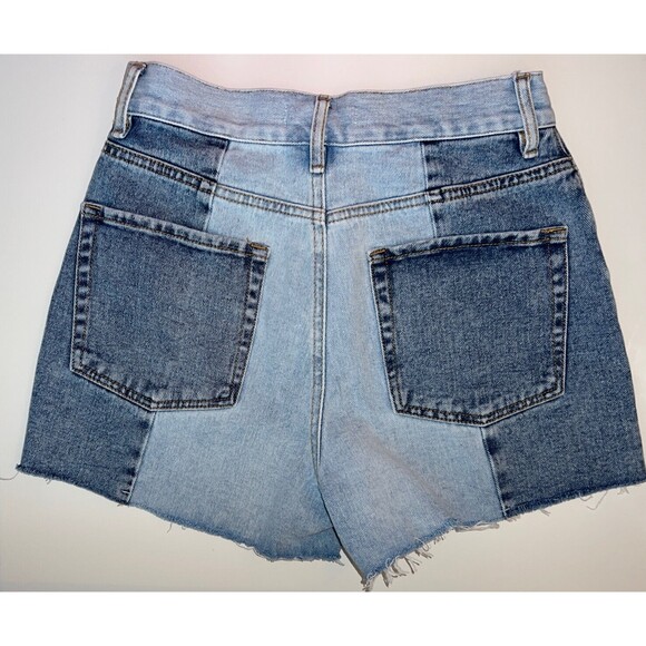 PACSUN 2-Tone Denim Patch High-Rise Icon Jean Shorts Size 26 - Picture 2 of 6